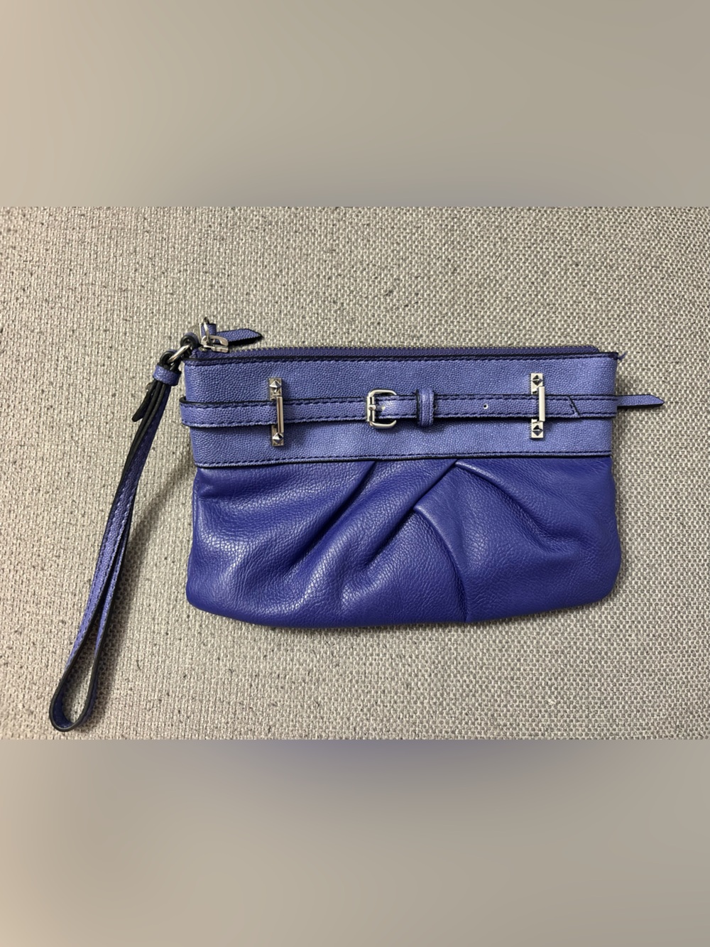 Vera Wang Purple Leather Wristlet Clutch